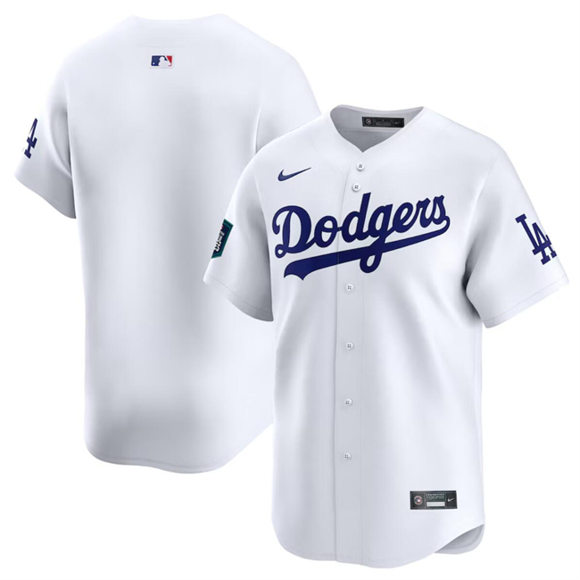 Men's Los Angeles Dodgers Blank White 2024 World Tour Seoul Series Home Limited Stitched Baseball Jersey